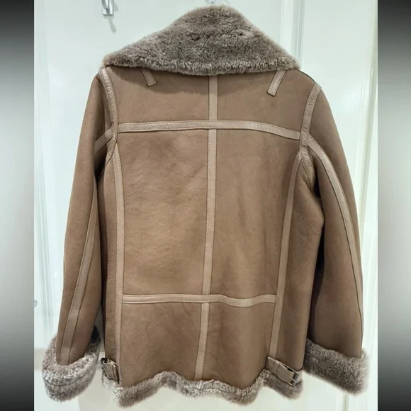 Luxurious Real Shearling Aviator Jacket - Picture 6 of 12